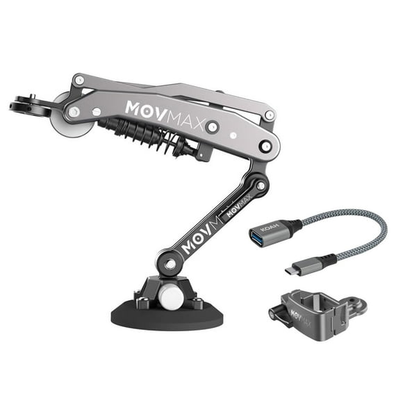 Movmax Blade Arm for DJI Pocket 3 with N2 Arm Technology Bundle with Movmax Blade Arm Hoop Connector (Gray) and USB 3.0 to USB-C Adapter with Up to 5Gbps Data Transfer Speeds (3 Items)