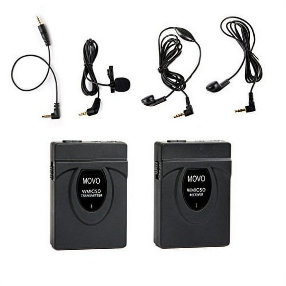Movo 2.4GHz Wireless Lavalier Microphone System (164' Range) for Canon EOS 1D-X MK I&II, 5D MK I, II, III, 5DS R, 6D, 7D MK I+II, 60D, 70D, 80D, Digital Rebel T6S, T6i, T5i, T4i, T3i, T2i DSLR Cameras