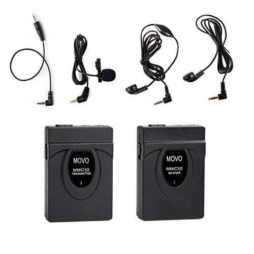 Movo 2.4GHz Wireless Lavalier Microphone System (164' Range) for Nikon D7100, D7000, D5500, D5300, D5200, D3300, D3200, D810, D800, D750, D610, D500, D90, D5, D4, D4S, D3X, DF DSLR Cameras