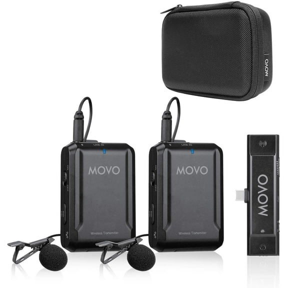 Movo Photo EDGE-UC-DUO Dual Digital Wireless Microphone System with 2x Omnidirectional Lavalier Microphones for Android Smartphones