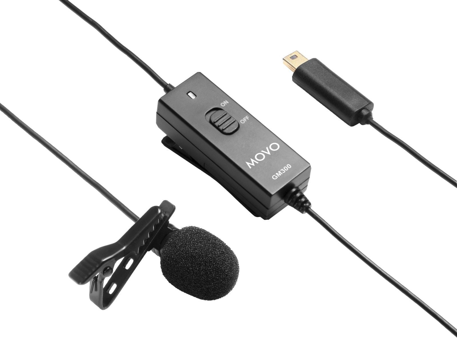 Movo GM300 Battery Powered Lavalier Lapel Clip-on Omnidirectional Condenser Microphone for GoPro HERO3, HERO3+ and HERO4 Black, White and Silver Editions (9-foot cord)