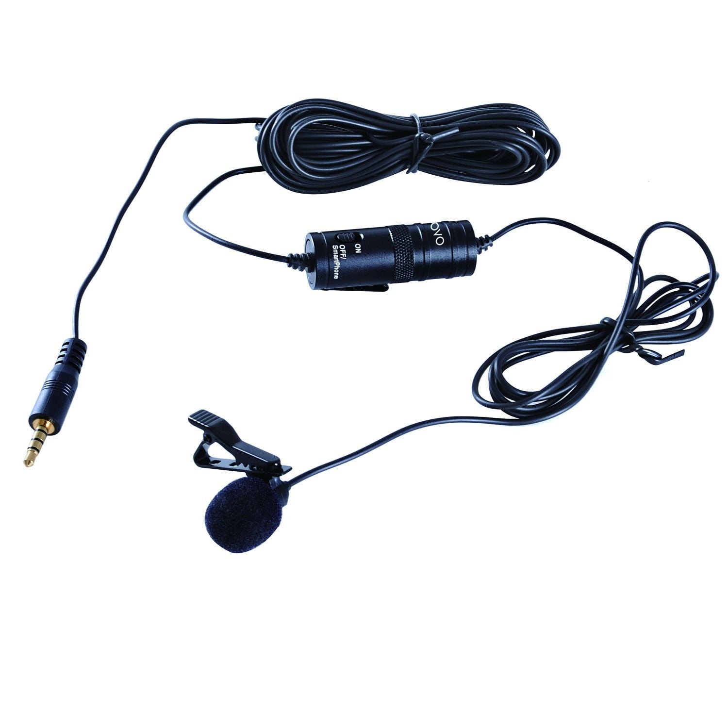 USB 20-foot Cord Clip On Lavalier Microphone for PC & Mac | M1 | Movo