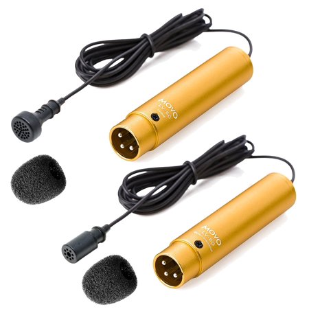 Movo Lv-6 Pro Grade Omnidirectional & Cardioid Xlr Lavalier Condenser Microphone Set [48v Phantom Powered]
