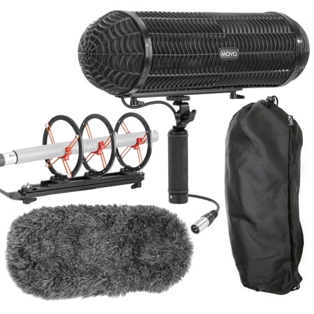 Movo Photo BWS1000 Blimp Wind & Vibration Protection System with Integrated XLR Cable for Shotgun Microphones