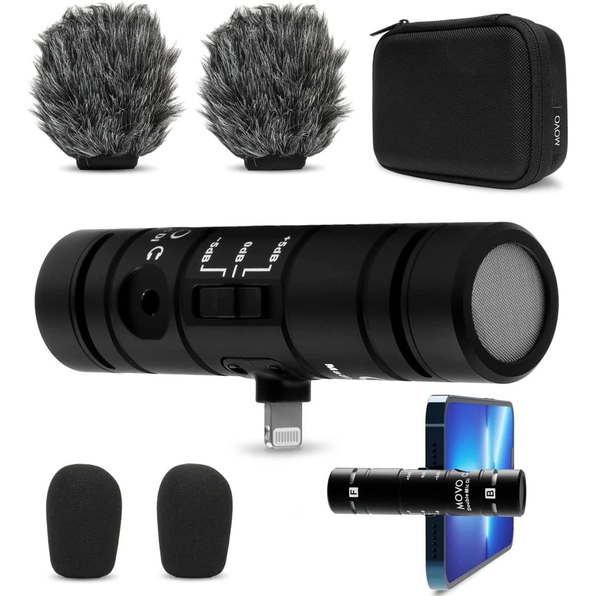 Movo Photo DoubleMic-DI Cardioid Dual Condenser Microphone for Apple iPhone/iPad