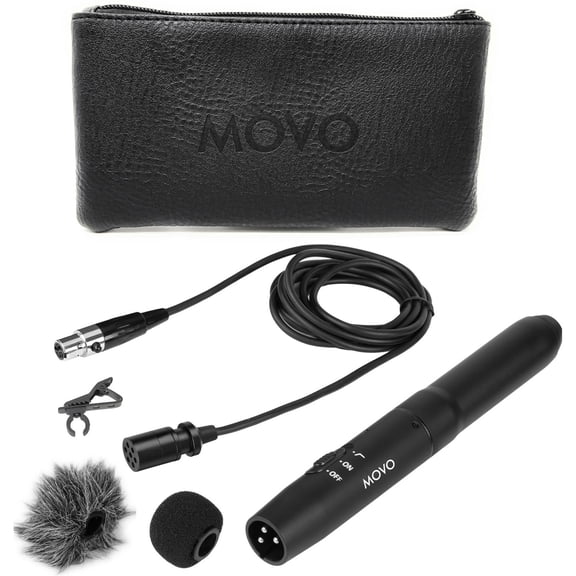 Movo Photo LV11C XLR Cardioid Condenser Lavalier Microphone with Phantom Power Supply