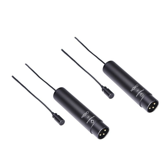 Movo Photo LV4-O2 Clip-On Omnidirectional Lavalier Microphone with XLR Connector, Pair