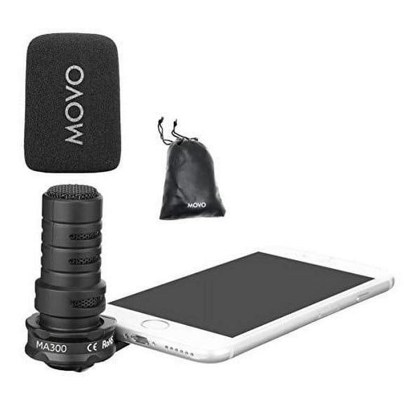 Movo Photo MA300 Compact TRRS Omnidirectional Microphone with 3.5mm Input Jack