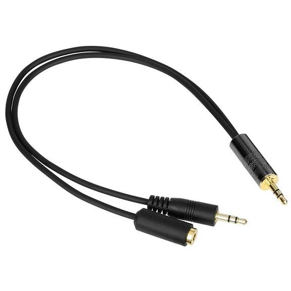 Movo Photo MV-RC300 3.5mm Male Line-in to -25dB Male Microphone Attenuator Cable with Headphone Monitoring Input for HDSLR Cameras