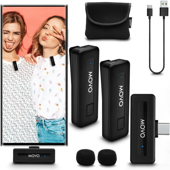 Movo Photo Wireless-MINI-UC-DUO Ultra-Compact Microphone System with 2x Omnidirectional Lavalier Microphone for Android