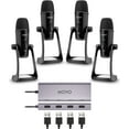 thumbnail image 1 of Movo USB Podcast Equipment Bundle for 4 – USB Interface with 4 UM700 Condenser Microphones – 4-Port Powered Hub for Streaming, Podcasting, Interviews, 1 of 8