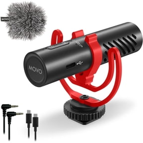 Movo VXR10-AI Shotgun Microphone with AI Noise Cancellation - Camera Microphone for DSLR, Smartphone & Computer - Supercardioid On-Camera Mic with 3.5mm & USB-C Cables