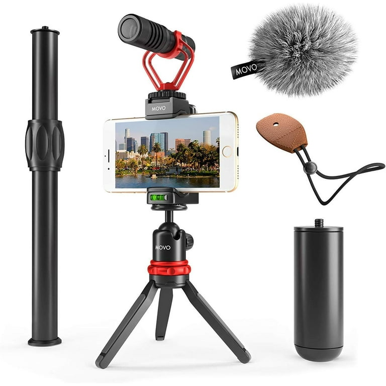 Movo VXR10+ Smartphone Vlogging Kit with Mini Tripod, Phone Grip