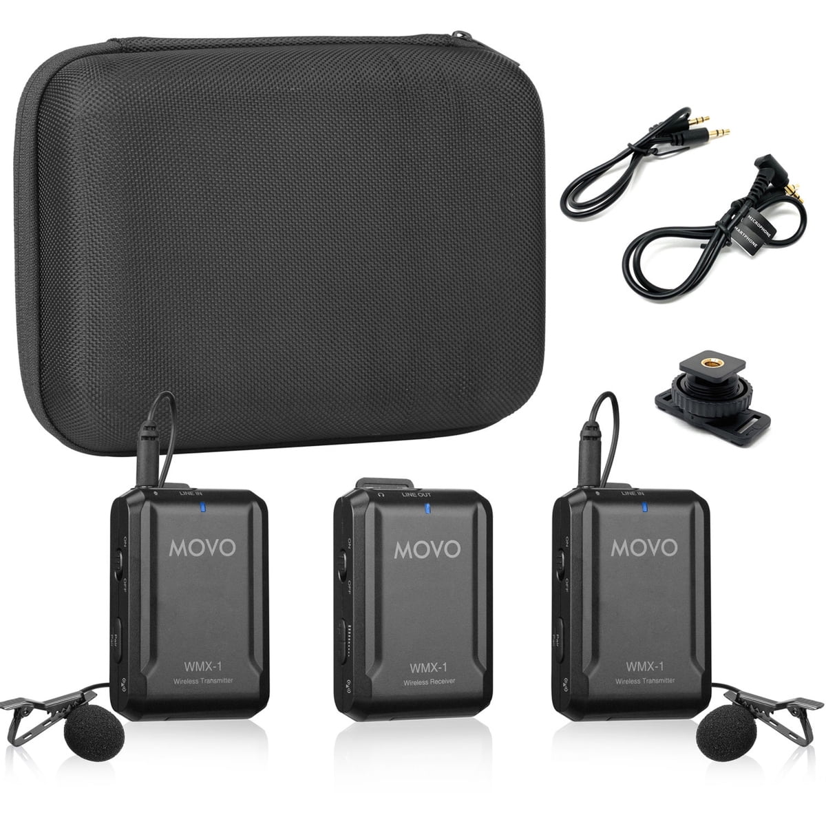 Movo WMX-20-DUO UHF Wireless Lavalier Microphone System - 2 Transmitters, 1 Receiver, 330ft Range