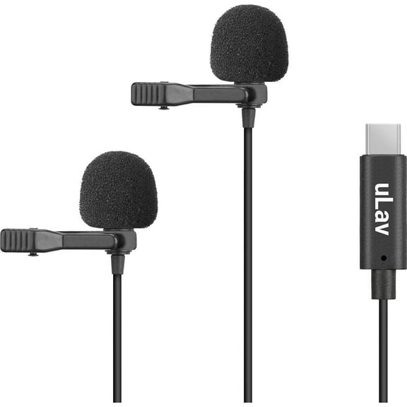 Movo Photo uLav-DUO Dual Digital Clip-On Omnidirectional Lavalier Microphone with USB Type-C Connector