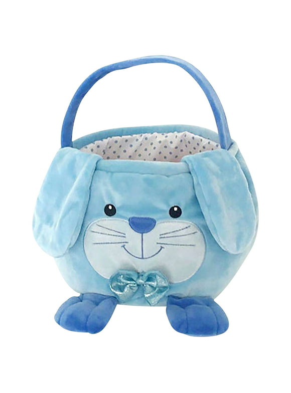 Movsou Easter Bunny Basket, Cute Plush Toy Basket, Suitable for Girls and Boys Party Gift Blue