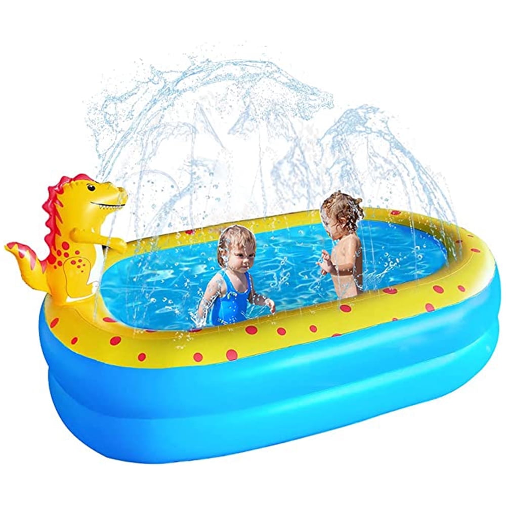 Swfoer Inflatable Dinosaur Pool for Kids  kid pool Kiddie Pool 67"x 41"x 32"H Indoor&Outdoor Kids Swimming for Ages 2+ Blue