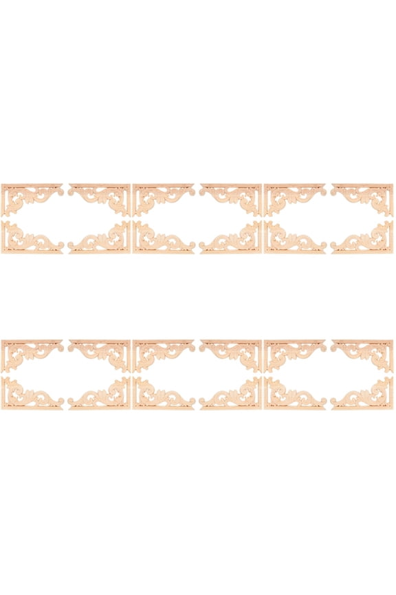 24pcs Wood Carved Corner Onlay Unpainted Applique European Style Door Cabinet Decoration(13*7cm)