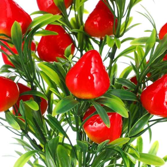 Amosfun 3Pcs Reusable Artificial Strawberry Stem Branches for Wreath and Tree Decoration