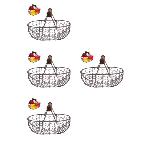 Amosfun Black Retro Iron Storage Basket for Kitchen and Dining Use 4Pcs
