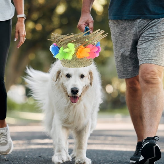 Amosfun Pet Hat Multi-Color Woven with Adorable Flower Design for Photos