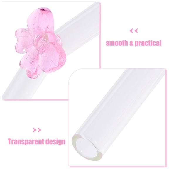 Amosfun Pink Glass Straw Reusable Bow Design for Stylish Drinking and Daily Use