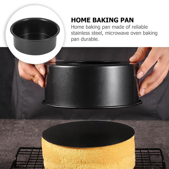 Amosfun 2-Piece Non-Stick Round Cake Pans Set, Black Stainless Steel Bakeware for Baking Cakes, Desserts, and Home Cooking