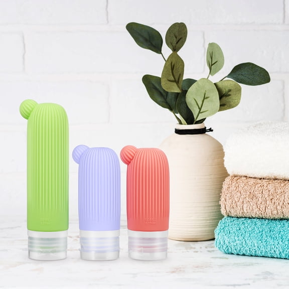 Amosfun 3Pcs Travel Bottles Silicone Refillable Dispenser Bottles for Toiletries Assorted Colors