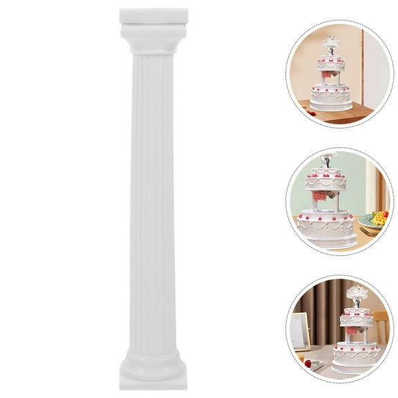 Amosfun Dessert Display Stand, White Plastic Roman Column, Stable and Safe for Cakes 4Pcs