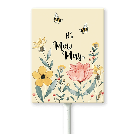 No Mow May Sign with Metal Stake 4.6 x 6 Inches No Mow May Yard Sign No Mow Signs Aluminum Garden Signs Outdoor for Lawn Yard Garden Decor, Easy to Install