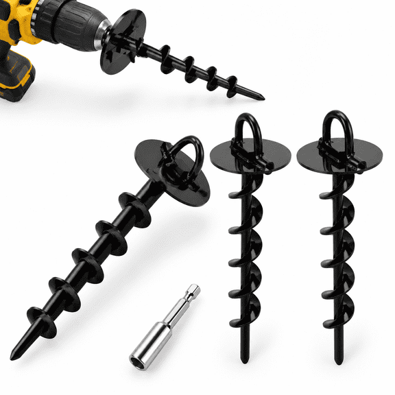 Mow Over Ground Anchor Stakes (ground Anchors Low Profile 4 Pack Heavy Duty Screw In Swing Set Trampoline High Wind Tent Car Port