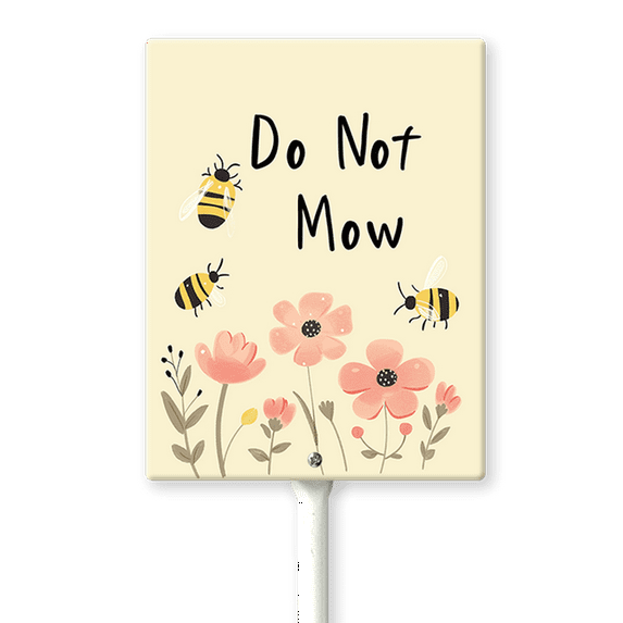 Do Not Mow Sign with Metal Stake 4.6 x 6 Inches No Mow May Yard Sign No Mow Signs Aluminum Garden Signs Outdoor for Lawn Yard Garden Decor, Easy to Install
