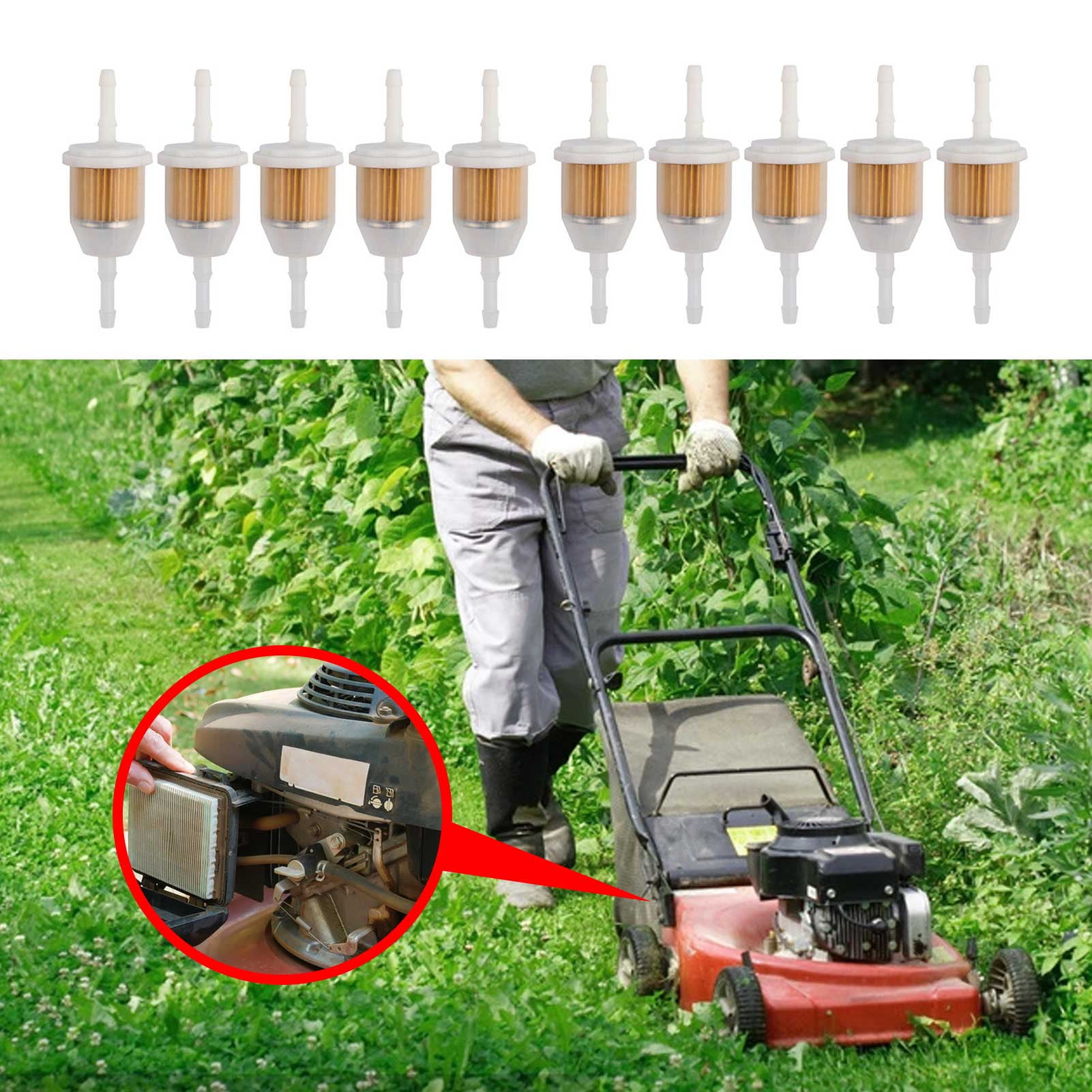 Mower Assembly,Fuel Filter 5/16'' Inline Fuel Filter Lawn Mower 10pcs