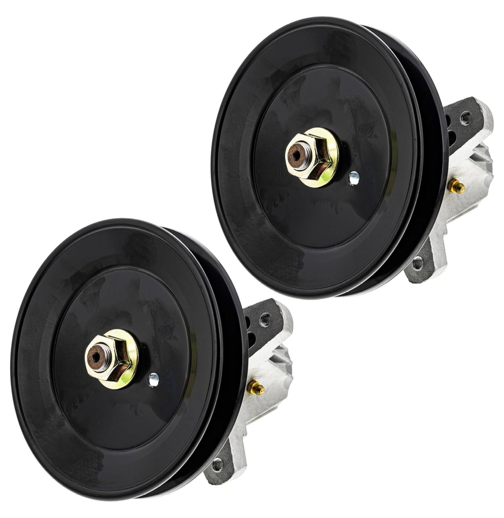 Spindle Pulley Assembly 2-Pack - Replacement For Troy Bilt MTD Cub Cadet 42 Inch Deck With Tapped Bolt & Zerk Fitting
