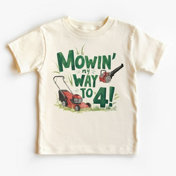 Mowin' My Way To 4 Toddler Shirt - Funny Cute Lawn Care Themed Four Year Old Birthday Outfit - Lawn Mower - Boho Toddler & Youth Tee TODDLER SHORT SLEEVE TEE BELLA CANVAS 3001T