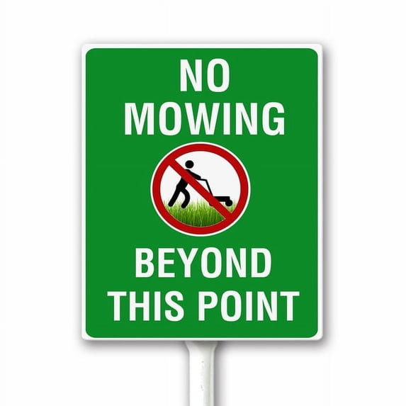 No Mowing Beyond This Point Keep Off Grass Sign With Stake Kit Do Not Mow Lawn Sign Home Outdoor Garden Decor Sturdy Aluminum Weatherproof Rust Free 4.6"x6"