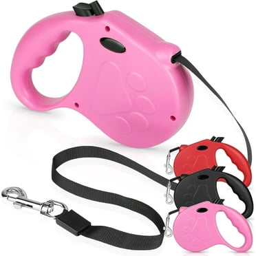 Mowis Retractable Dog Leash, 16ft Dog Walking Leash for Small Dogs up to 77lbs, Non-Slip Handle - Pink