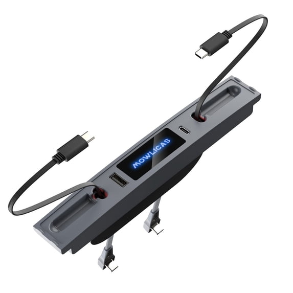 Mowlicas 2 USB C Charging Hub for Tesla (Silver Gray), Retractable 27W Fast Charger for iPhone 15 is Necessary Model3/Y 2024/2023/2022/2021 Accessories but Not for M3 Highland, Gifts for Tesla Owners