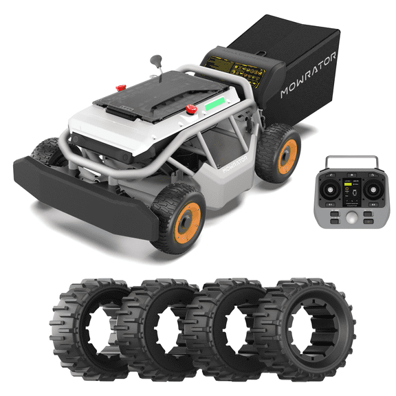 Mowrator S1 4WD 18Ah Remote Control Lawn Mower with Wide Wheels, All-Season Yard Care, 85% (40) Slope Climbing, with Leaf Shredding Vacuum, 21" Width, 1.54.3" Cutting Height, Up to 1.12 Acres