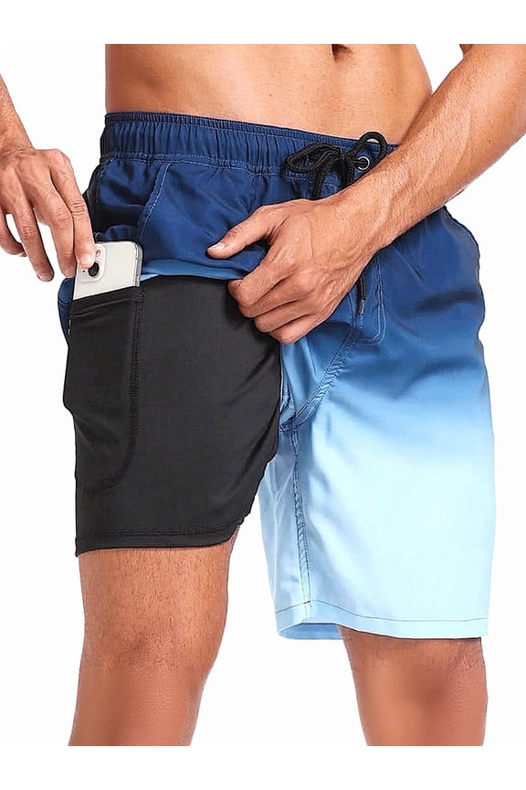 Mens Quick Dry 4 Way Stretch Swim Trunks with Liner XXL Beach Shorts