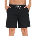 thumbnail image 1 of Mowujeit Men's Quick Dry Solid Swim Trunks with Mesh Liner - Summer Beach Shorts,Black, Size M, 1 of 9