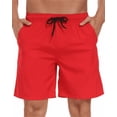 thumbnail image 1 of Mowujeit Men's Quick Dry Solid Swim Trunks with Mesh Liner - Summer Beach Shorts,Red, Size XXXL, 1 of 8