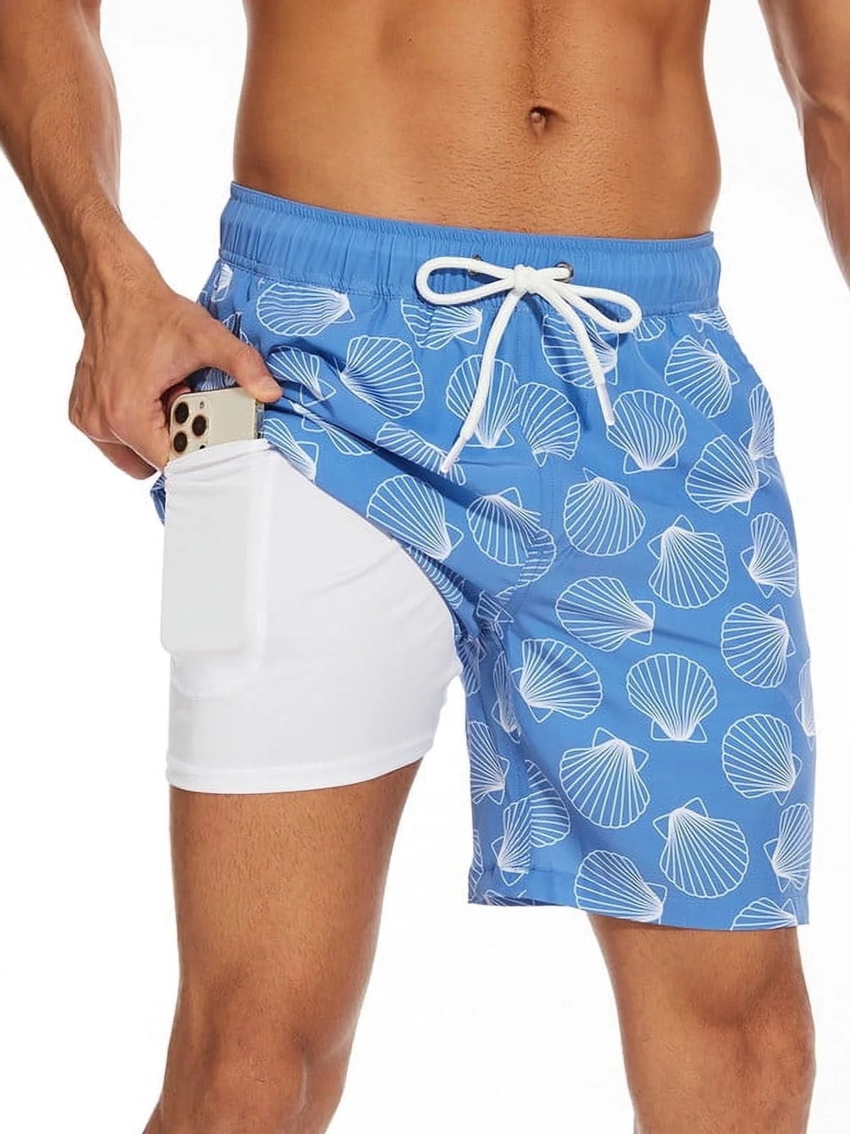 Mowujeit Swim Trunks 5" Stretch Beach Shorts Quick Dry Mens Board Short, Size XL