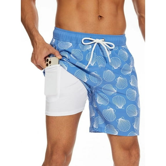 Mowujeit Swim Trunks 5" Stretch Beach Shorts Quick Dry Mens Board Short, Size M