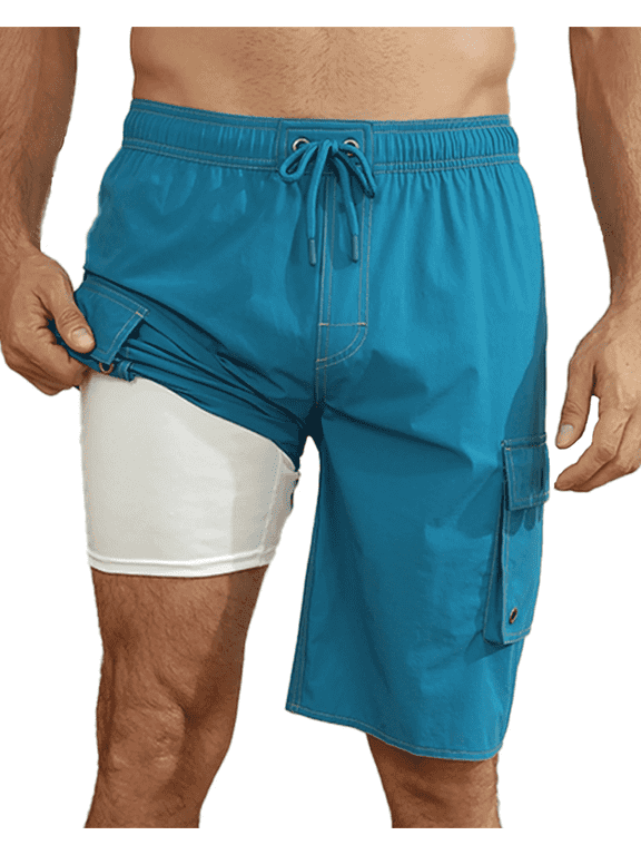 Men's Swim Trunks Quick Dry Beach Swim Shorts for Men with Mesh Lining Peacock Blue Size 3XL
