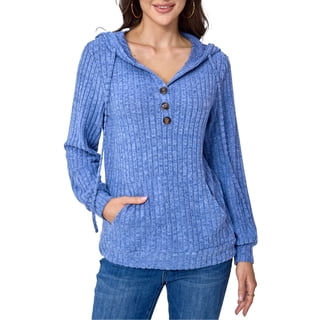 Hoodies for Women Hooded Hoodies Casual Long Sleeve Drawstring Waffle Pullover Tops Loose Hooded Sweatshirt with Pocket