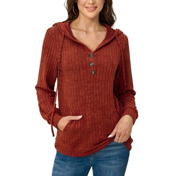 Womens Solid Hoodies Fall Fashion Casual Long Sleeve Hooded Sweatshirts Loose Comfy Trendy Pullover Tops with Pockets