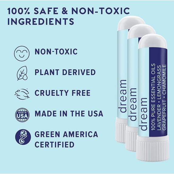 MOXE Dream Essential Oil Nasal Stick Inhaler with Lavender & Chamomile Scent – Portable Scent Stick, 3 Pack