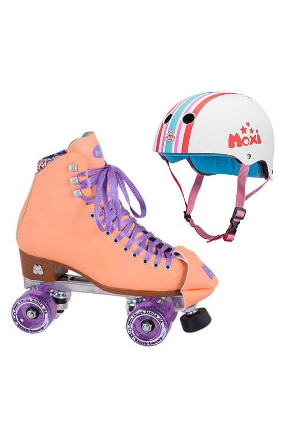 Moxi Combo Set - Beach Bunny Roller Skate (Peach Blanket ) & Helmet (Stripey)