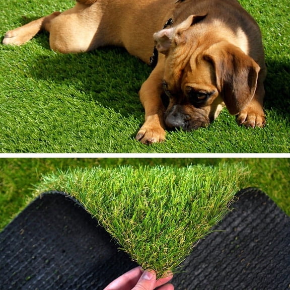 Moxie Artificial Grass Rug Outdoor Indoor 3.3FTX5FT Fake Grass Carpet Green Synthetic Grass Pet Turf Realistic Faux Grass Rug with Drain Holes for Garden Lawn Landscape Balcony Home Decor Patio